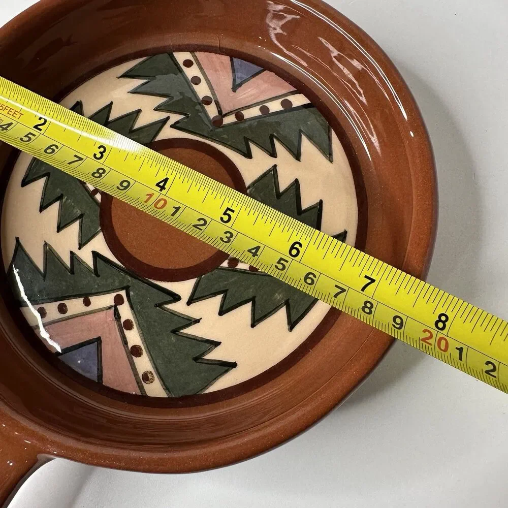 Southwest Style Glazed Pottery Skillet Studio Art Signed Folk Art Decor Handmade
